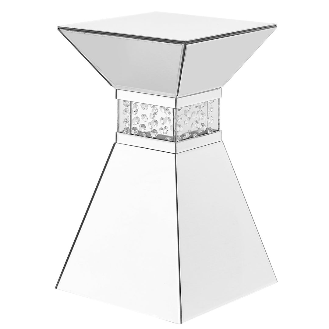 12 Inch Crystal End Table In Clear Mirror Finish - View 3 - Joshua Marshal