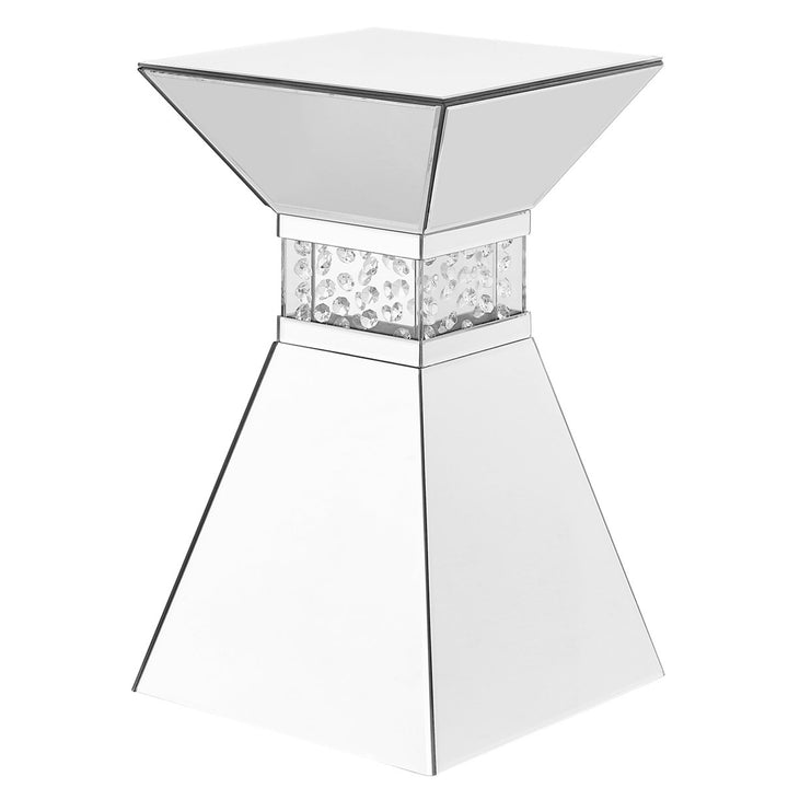 12 Inch Crystal End Table In Clear Mirror Finish - View 3 - Joshua Marshal