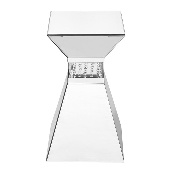 12 Inch Crystal End Table In Clear Mirror Finish - View 4 - Joshua Marshal