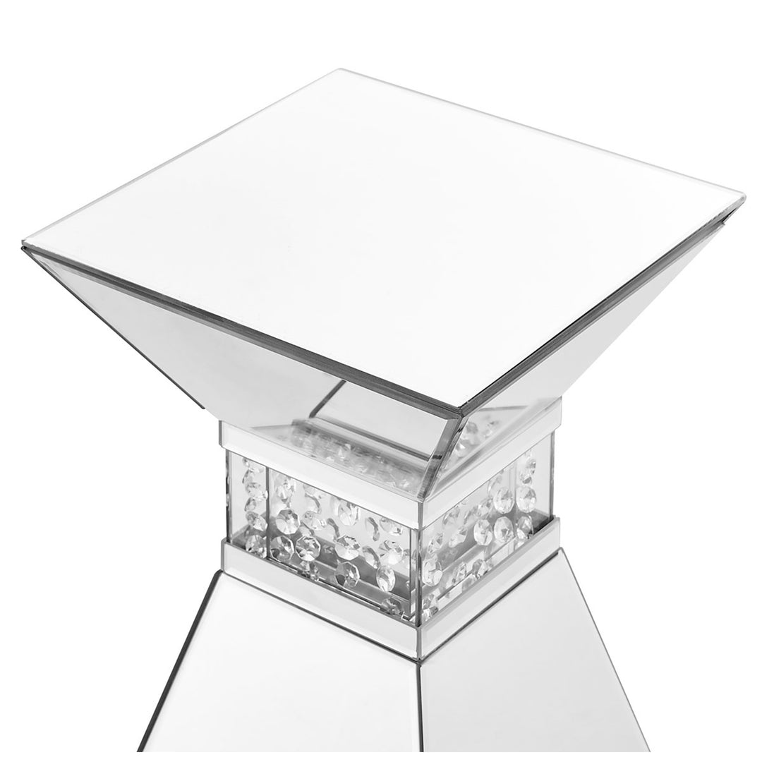 12 Inch Crystal End Table In Clear Mirror Finish - View 5 - Joshua Marshal
