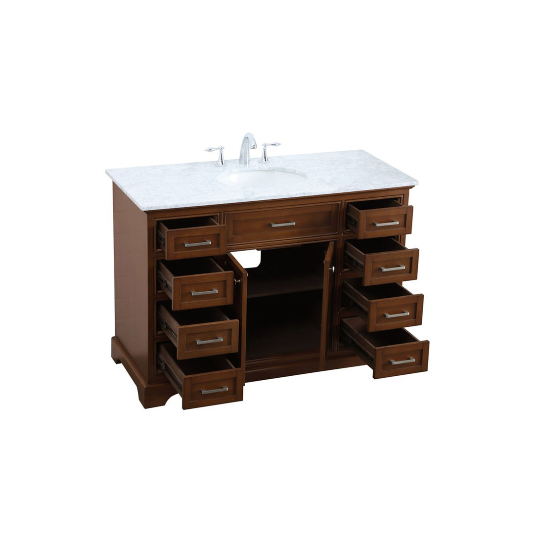 48 In. Single Bathroom Vanity Set In Teak - View 4 - Joshua Marshal