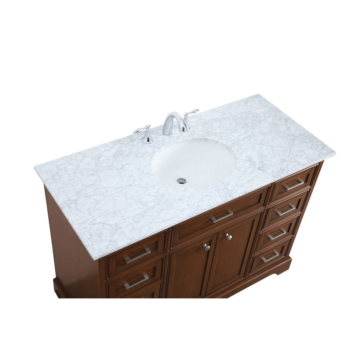48 In. Single Bathroom Vanity Set In Teak - View 5 - Joshua Marshal