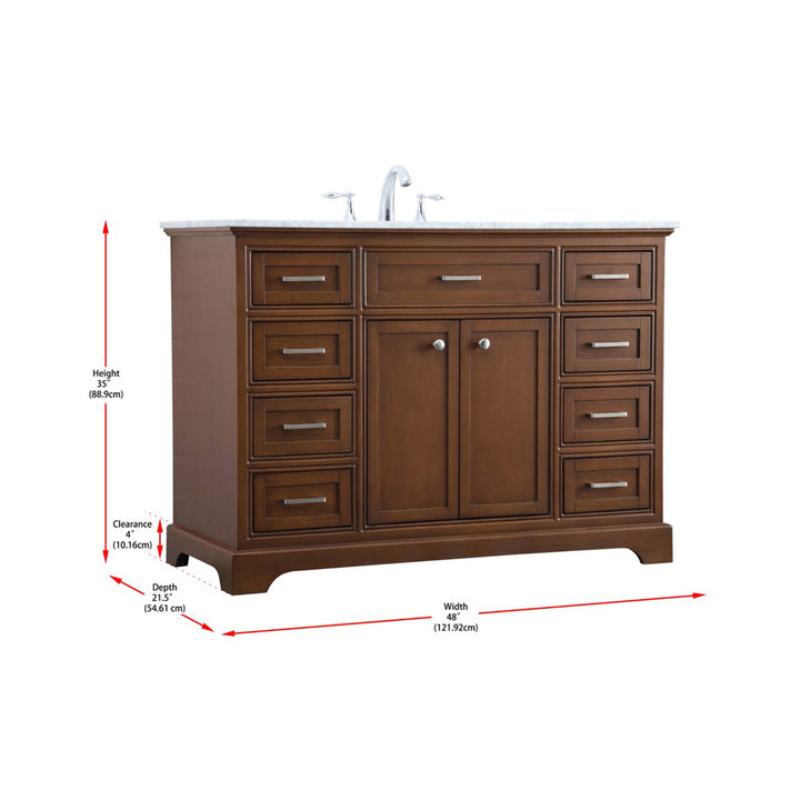 48 In. Single Bathroom Vanity Set In Teak - View 6 - Joshua Marshal