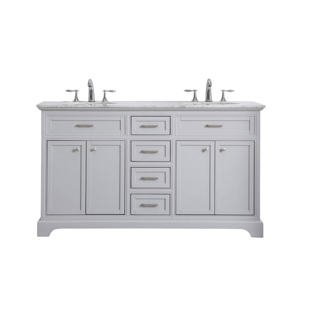 60 In. Double Bathroom Vanity Set In Light Grey - View 3 - Joshua Marshal