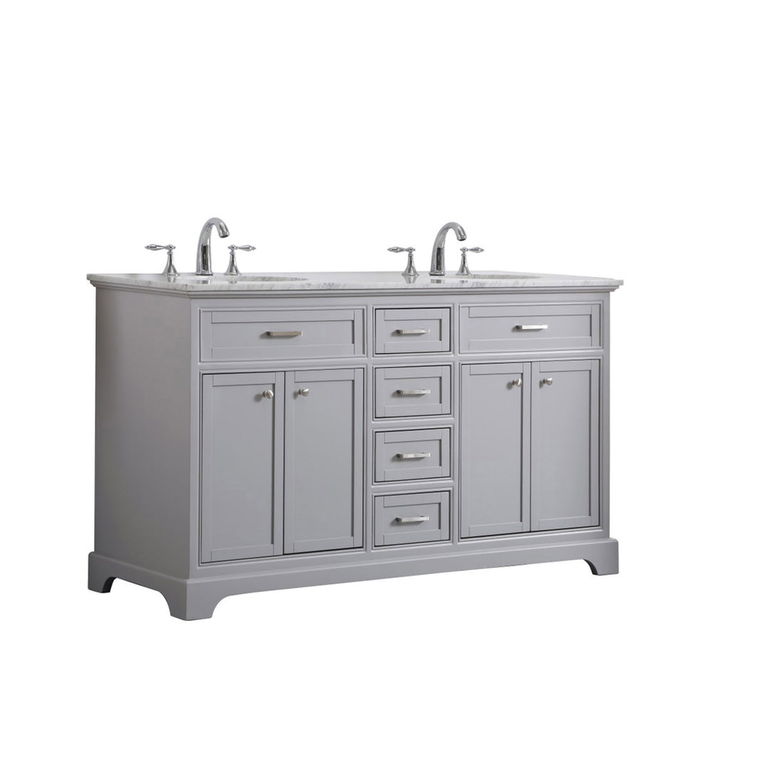 60 In. Double Bathroom Vanity Set In Light Grey - View 4 - Joshua Marshal