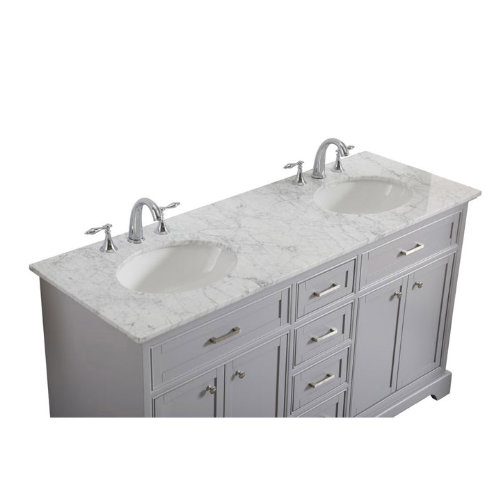60 In. Double Bathroom Vanity Set In Light Grey - View 6 - Joshua Marshal