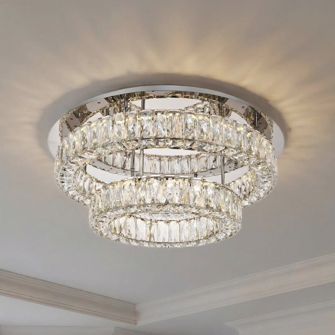 LED light Chrome Flush Mount Clear Royal Cut Crystal JM-586098