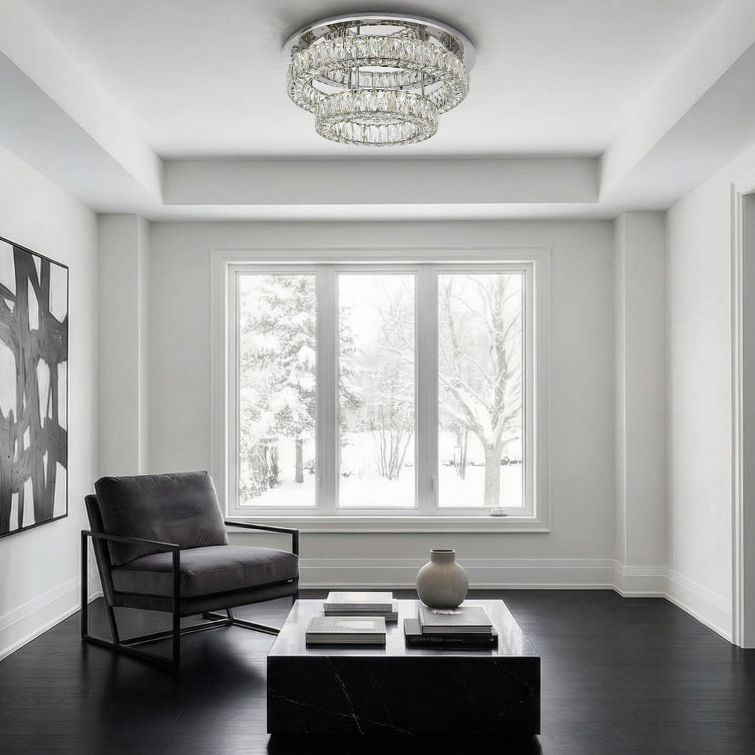 LED light Chrome Flush Mount Clear Royal Cut Crystal JM-586098