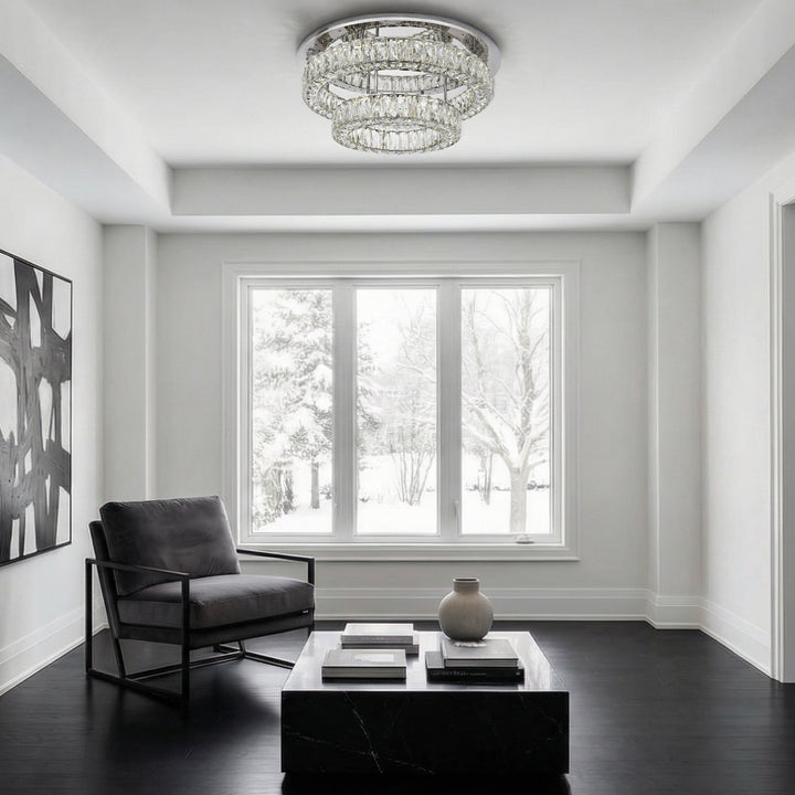 LED light Chrome Flush Mount Clear Royal Cut Crystal JM-586098