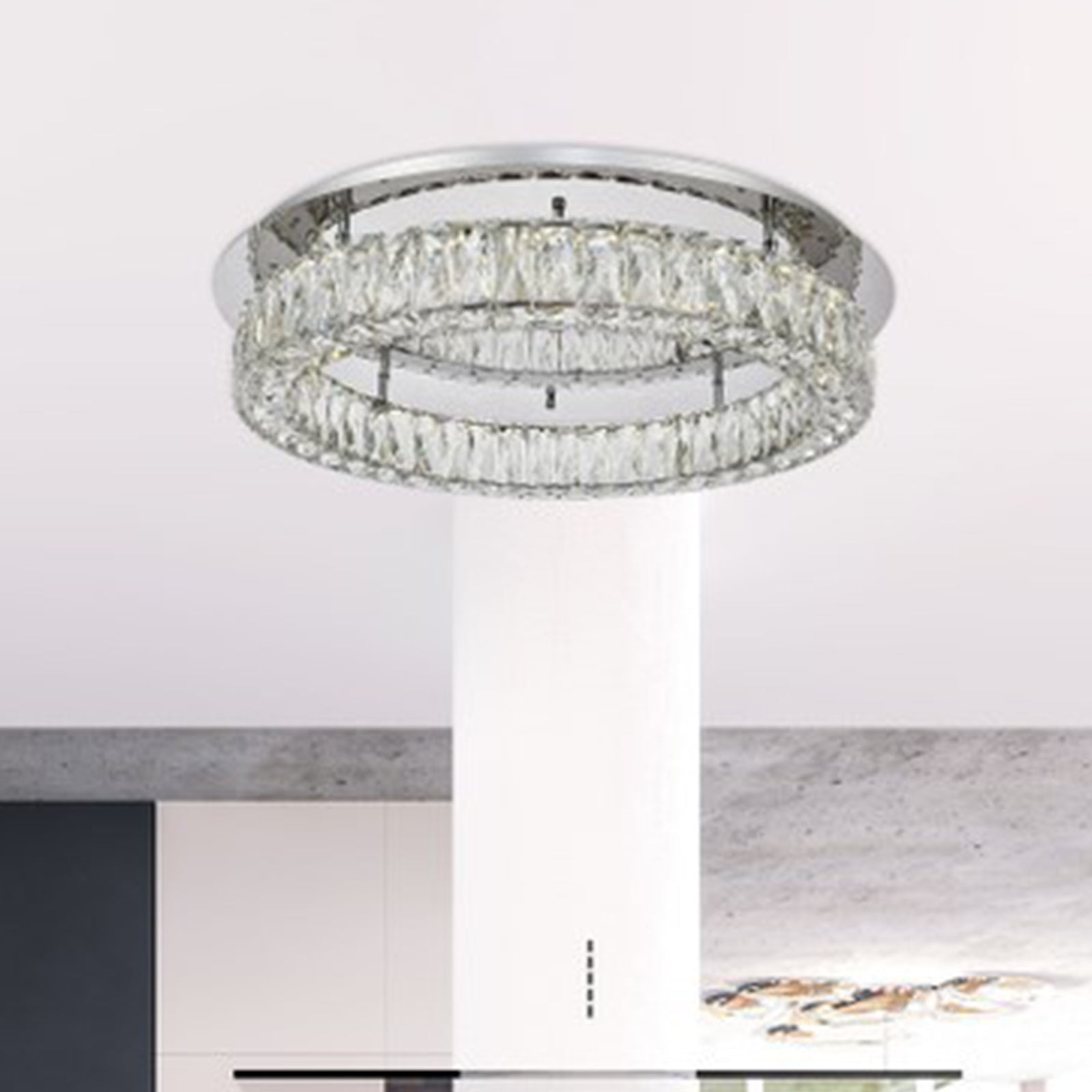 LED light Chrome Flush Mount Clear Royal Cut Crystal Chrome Finish - LIGHTING by Joshua Marshal