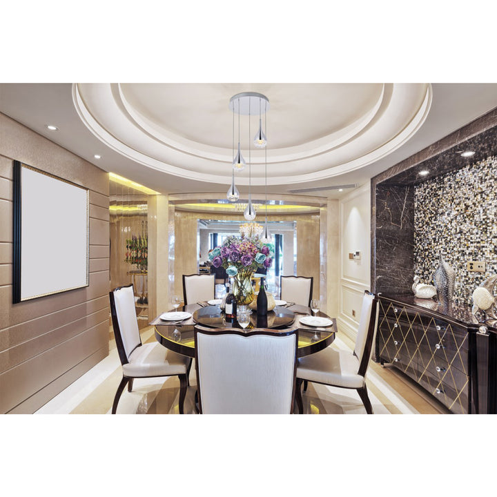 Collection LED 5-light chandelier 15in x 9in chrome finish - View 2 - Joshua Marshal