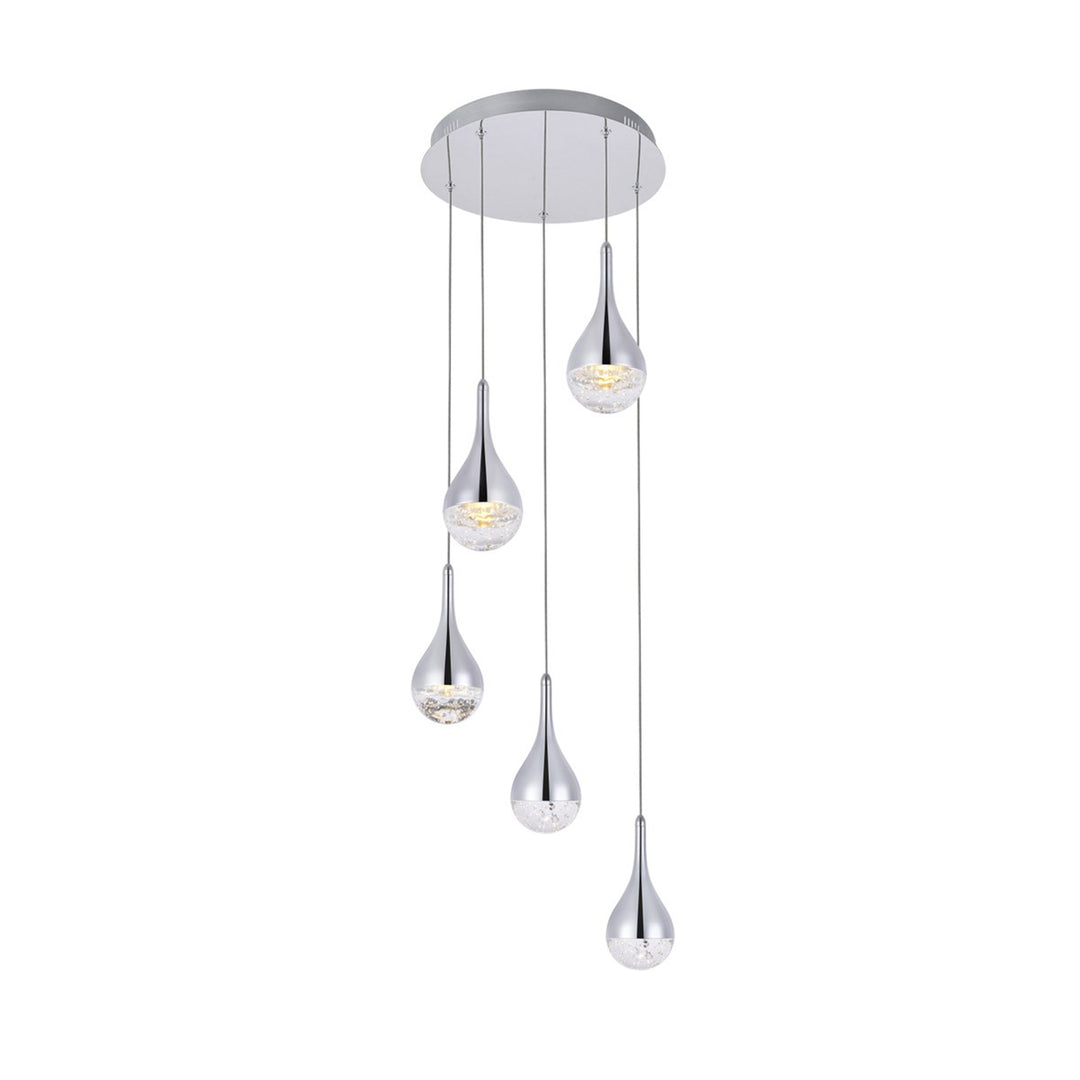Collection LED 5-light chandelier 15in x 9in chrome finish - View 3 - Joshua Marshal