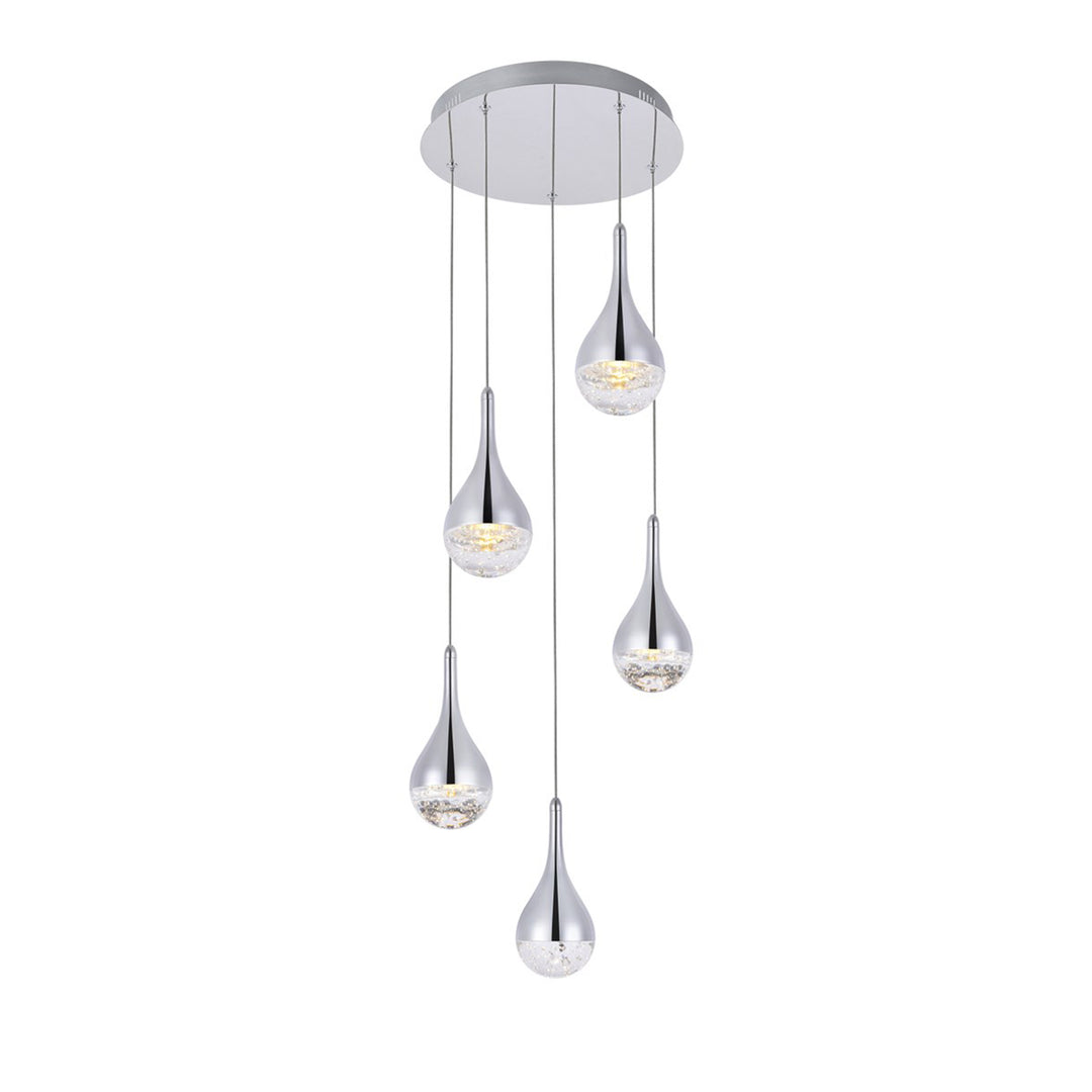 Collection LED 5-light chandelier 15in x 9in chrome finish - View 4 - Joshua Marshal
