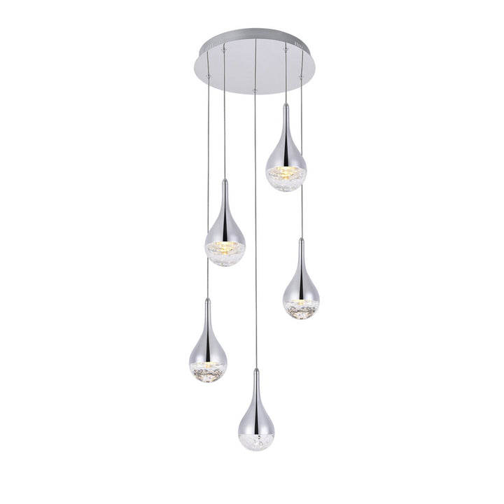 Collection LED 5-light chandelier 15in x 9in chrome finish - View 4 - Joshua Marshal