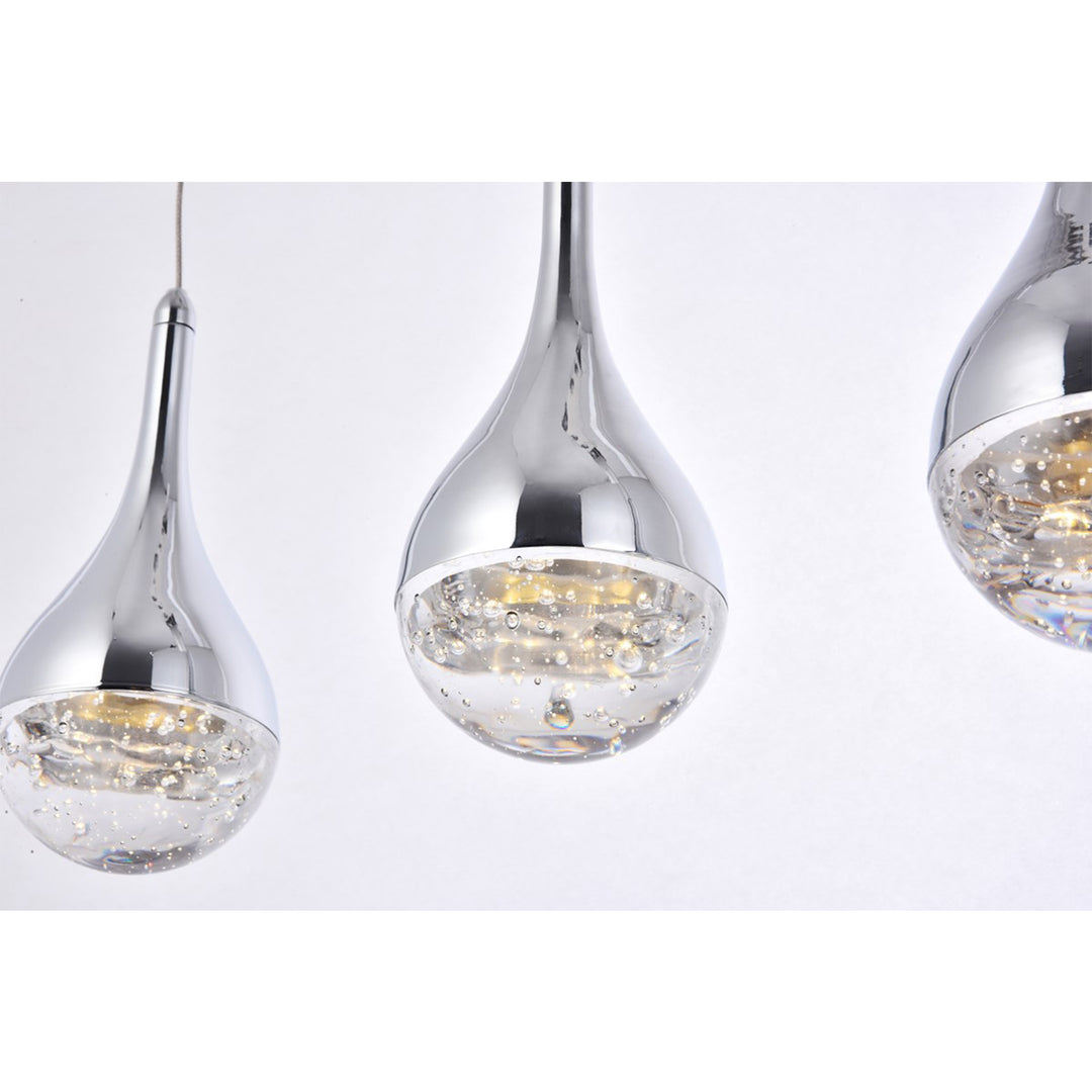 Collection LED 5-light chandelier 34in x 4in x 9in chrome finish - View 5 - Joshua Marshal