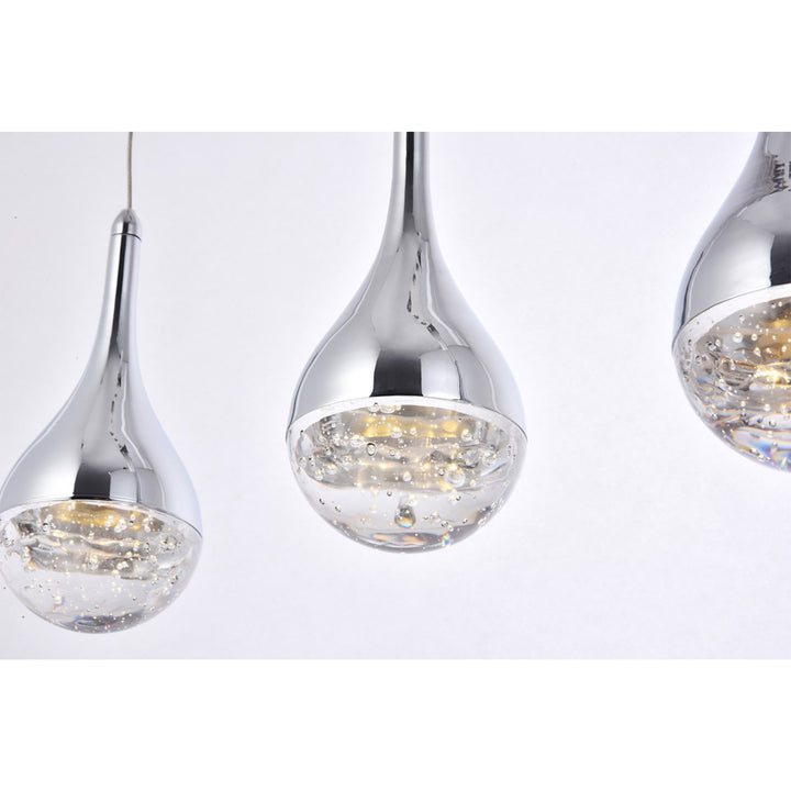 Collection LED 5-light chandelier 34in x 4in x 9in chrome finish - View 5 - Joshua Marshal