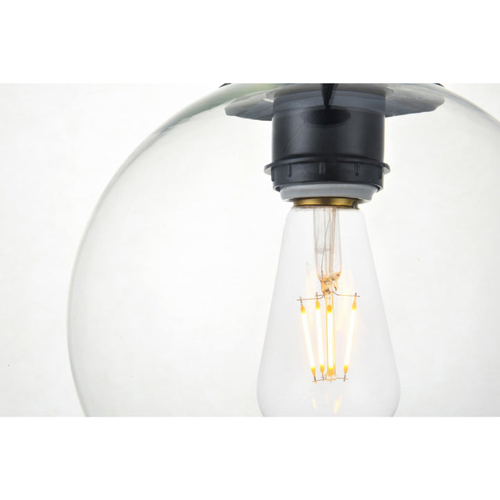 3 Lights Black Pendant With Clear Glass - View 5 - Joshua Marshal