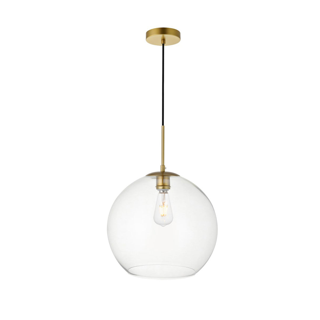 1 Light Brass Pendant With Clear Glass - View 3 - Joshua Marshal