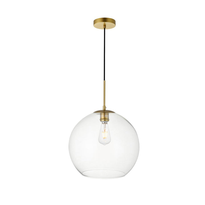 1 Light Brass Pendant With Clear Glass - View 3 - Joshua Marshal