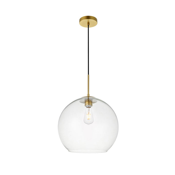 1 Light Brass Pendant With Clear Glass - View 4 - Joshua Marshal