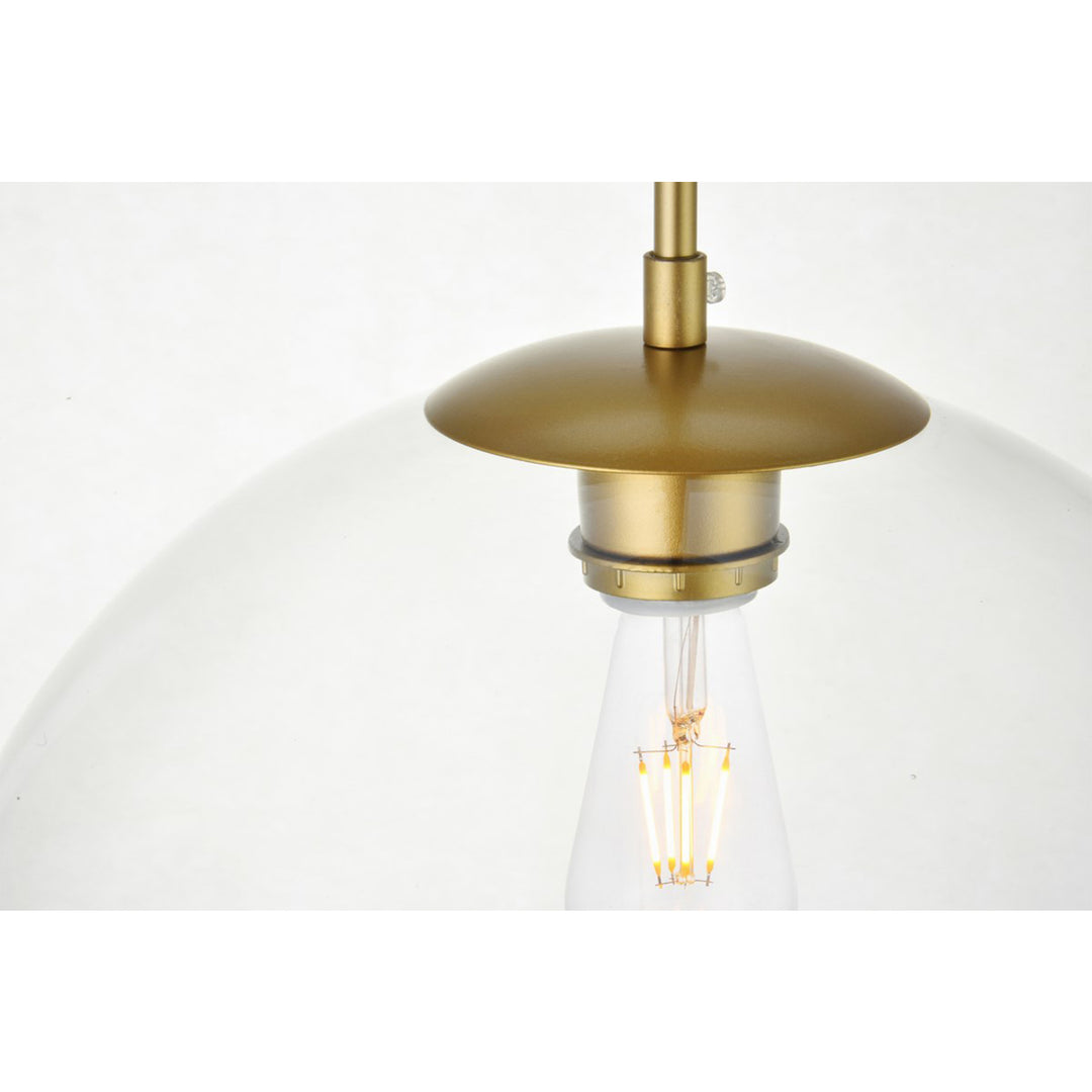 1 Light Brass Pendant With Clear Glass - View 5 - Joshua Marshal