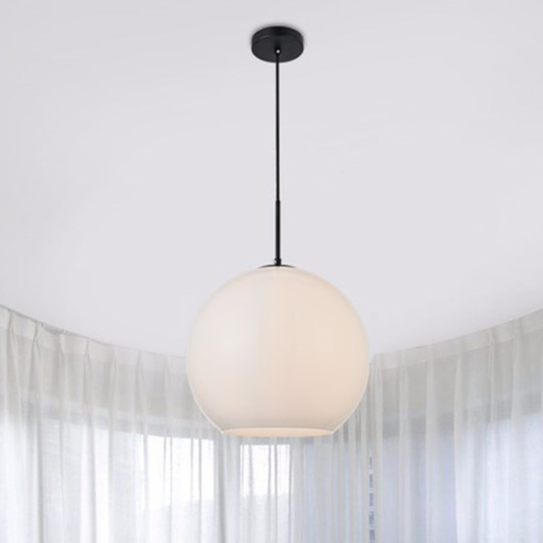 1 Light Black Pendant With Frosted White Glass Black & Frosted White Finish - LIGHTING by Joshua Marshal