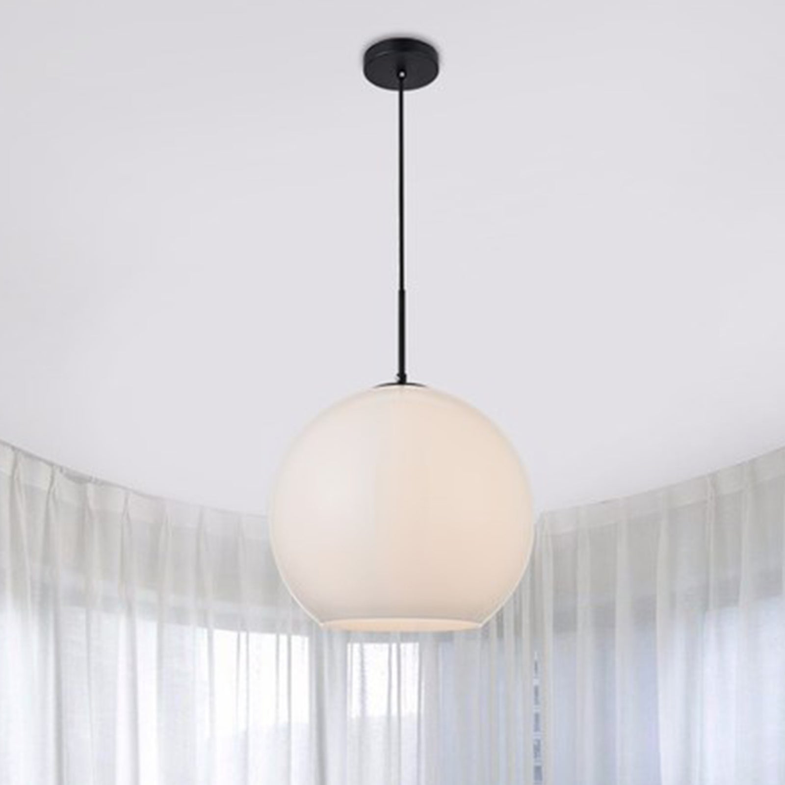 1 Light Black Pendant With Frosted White Glass Black & Frosted White Finish - LIGHTING by Joshua Marshal