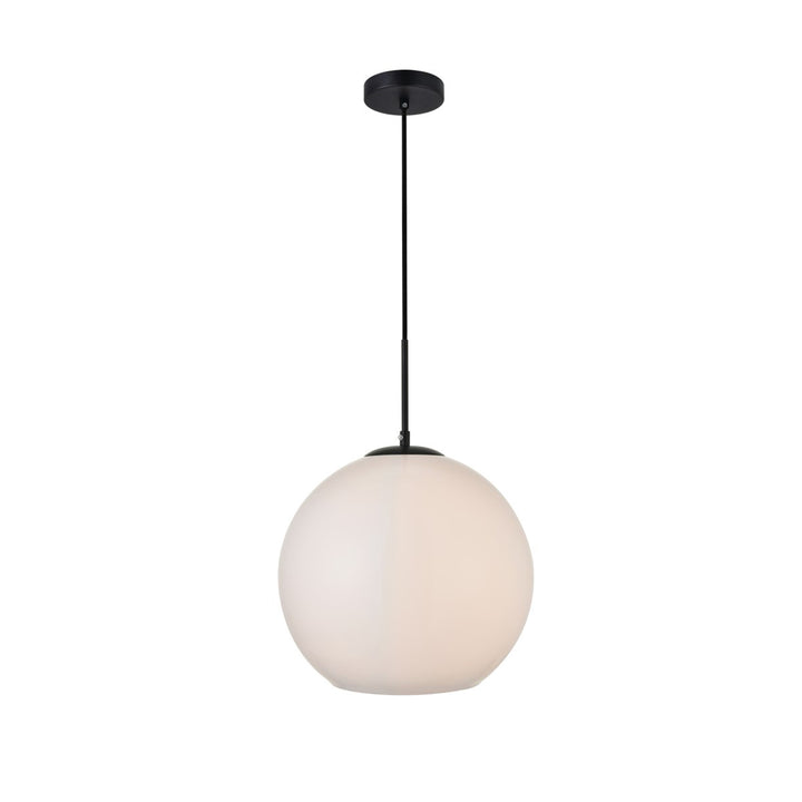 1 Light Black Pendant With Frosted White Glass - View 3 - Joshua Marshal