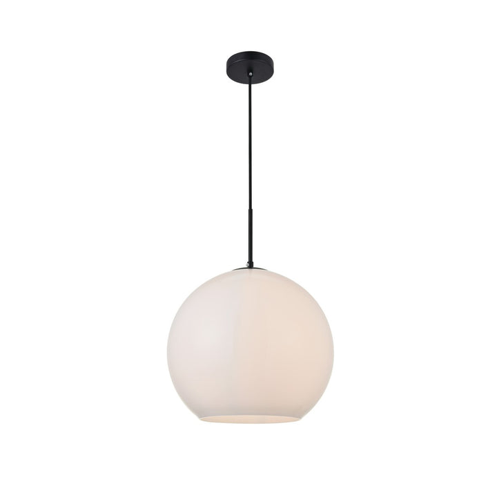 1 Light Black Pendant With Frosted White Glass - View 4 - Joshua Marshal