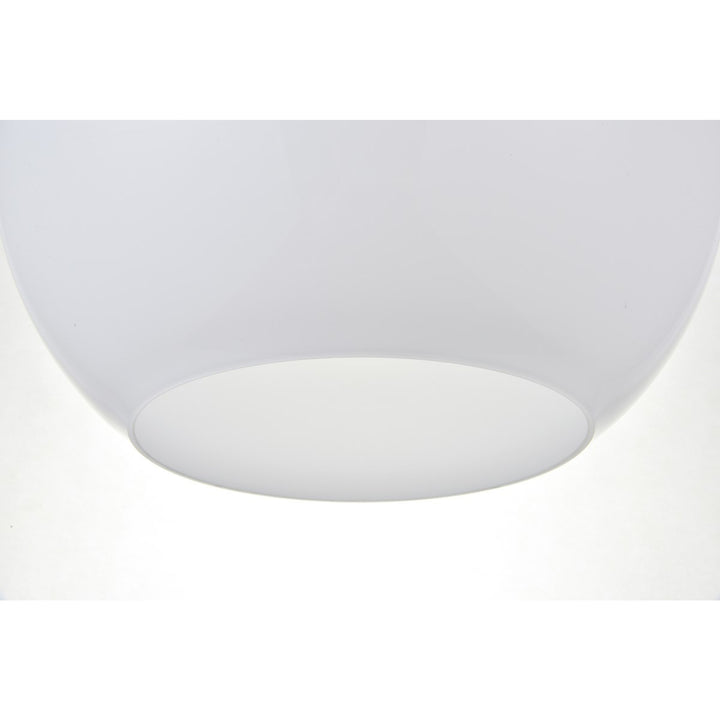 1 Light Black Pendant With Frosted White Glass - View 5 - Joshua Marshal