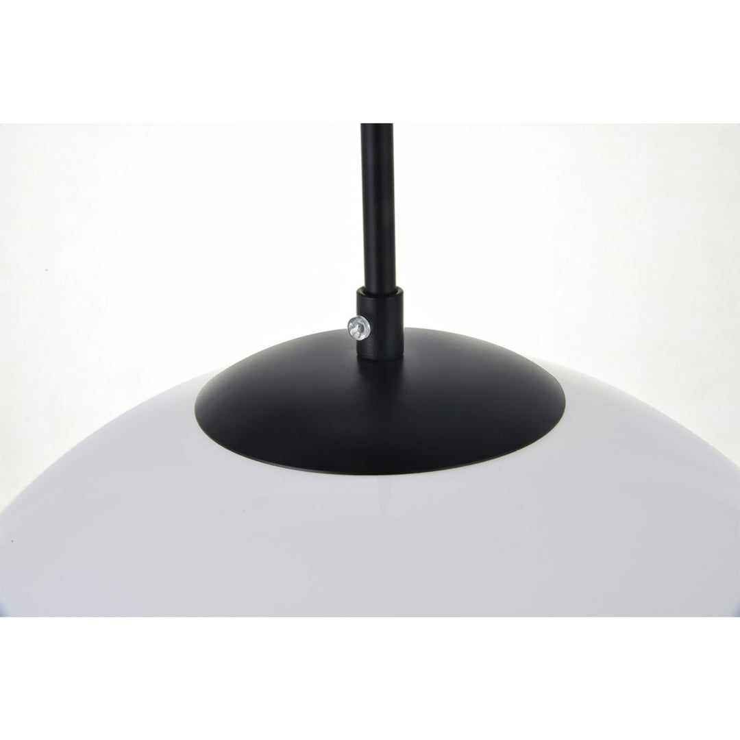 1 Light Black Pendant With Frosted White Glass - View 6 - Joshua Marshal