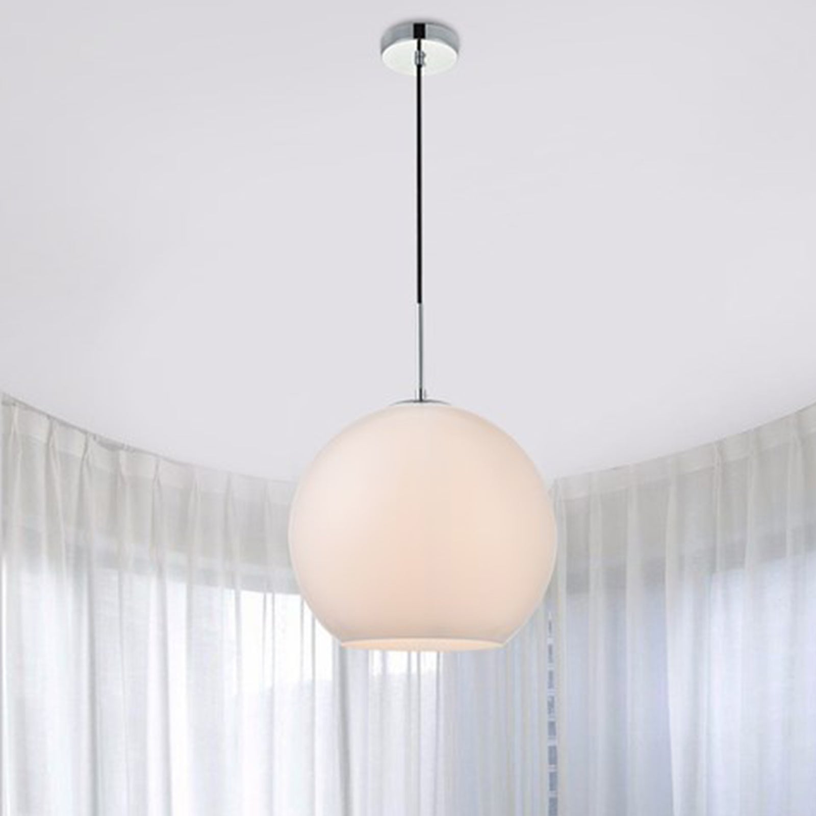 1 Light Chrome Pendant With Frosted White Glass Chrome & Frosted White Finish - LIGHTING by Joshua Marshal