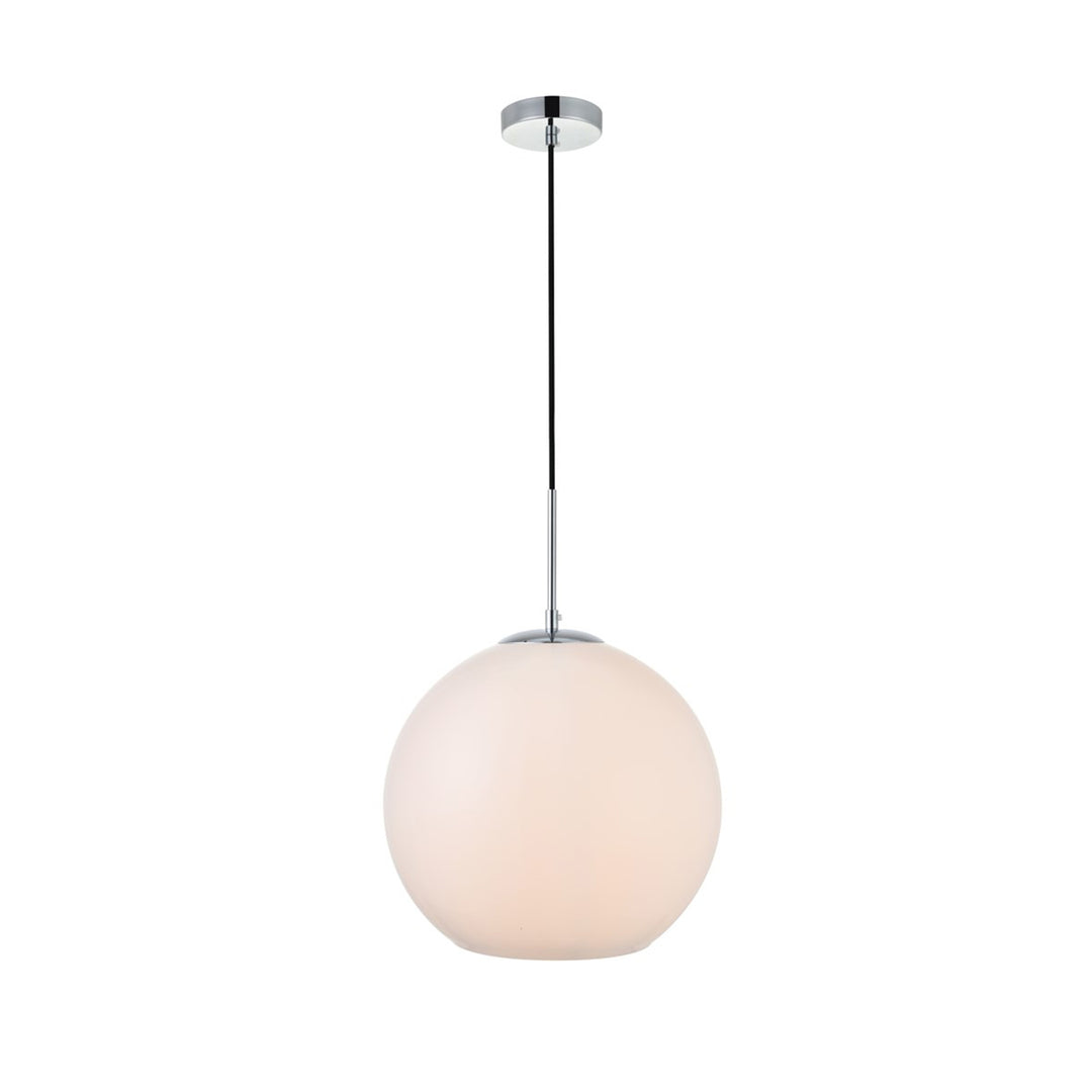 1 Light Chrome Pendant With Frosted White Glass - View 3 - Joshua Marshal