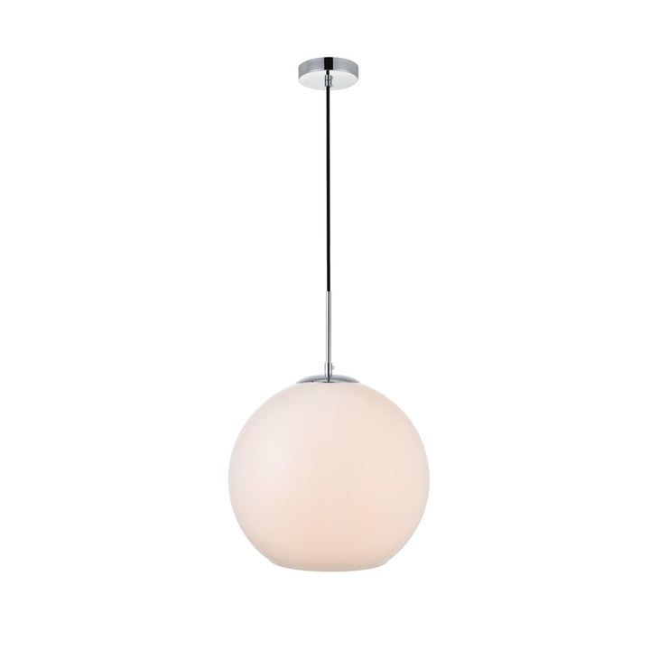 1 Light Chrome Pendant With Frosted White Glass - View 3 - Joshua Marshal