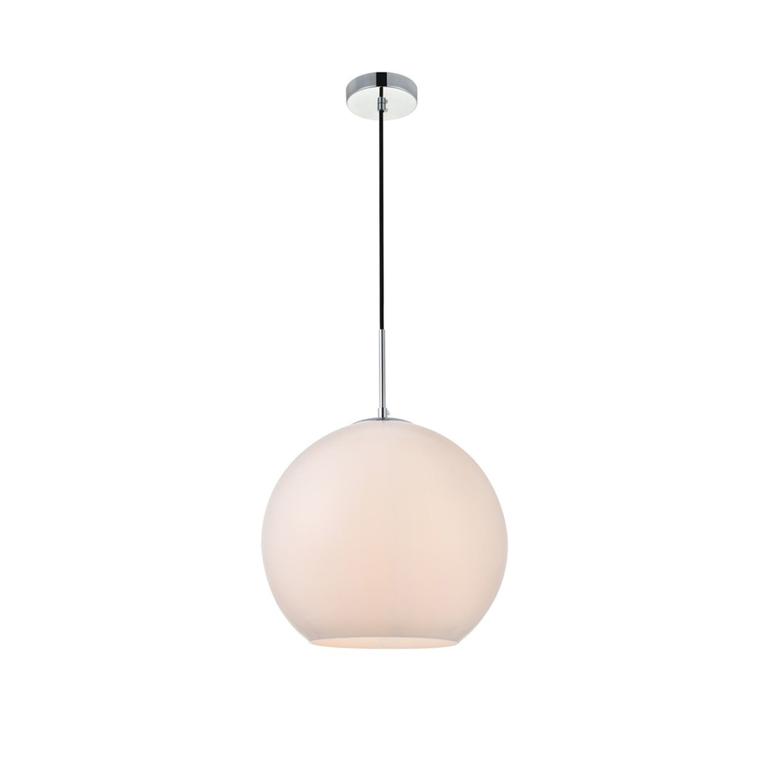 1 Light Chrome Pendant With Frosted White Glass - View 4 - Joshua Marshal