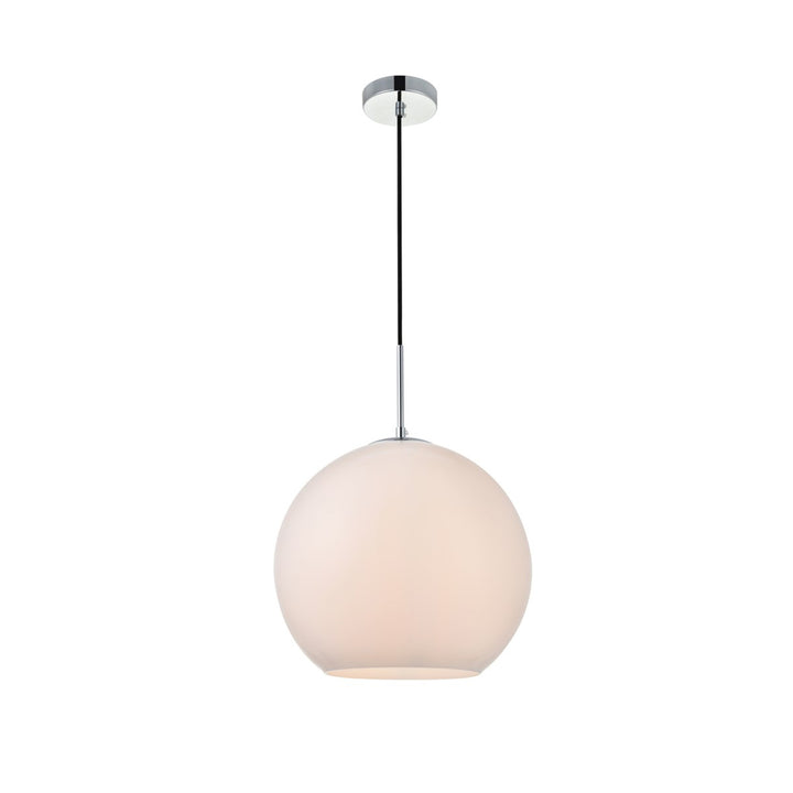 1 Light Chrome Pendant With Frosted White Glass - View 4 - Joshua Marshal