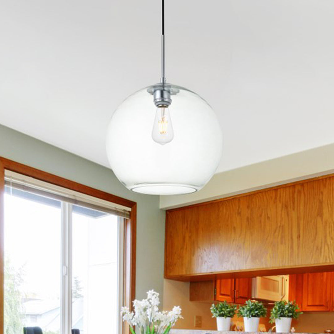 1 Light Chrome Pendant With Clear Glass Chrome & Clear Finish - LIGHTING by Joshua Marshal
