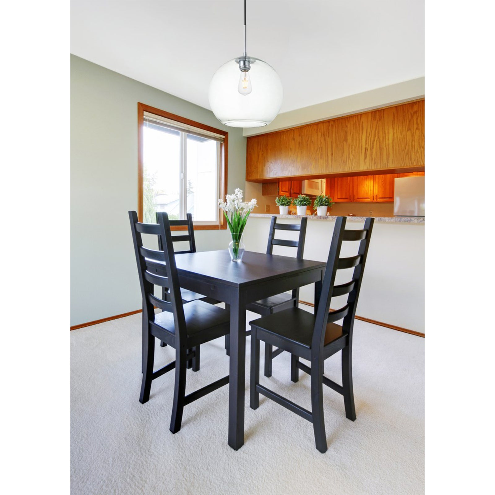1 Light Chrome Pendant With Clear Glass - View 2 - Joshua Marshal