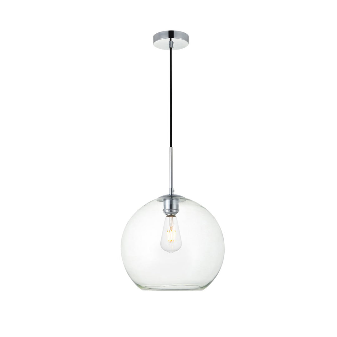 1 Light Chrome Pendant With Clear Glass - View 3 - Joshua Marshal