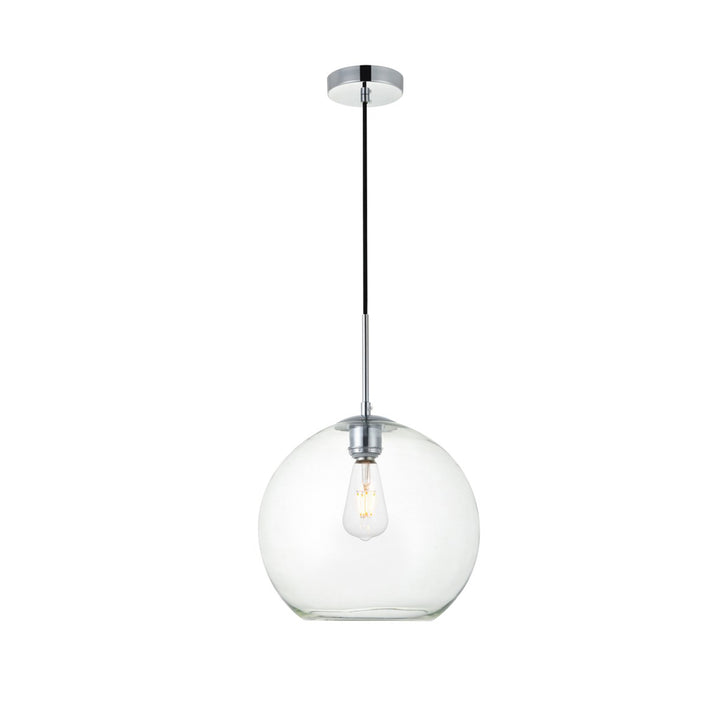 1 Light Chrome Pendant With Clear Glass - View 3 - Joshua Marshal