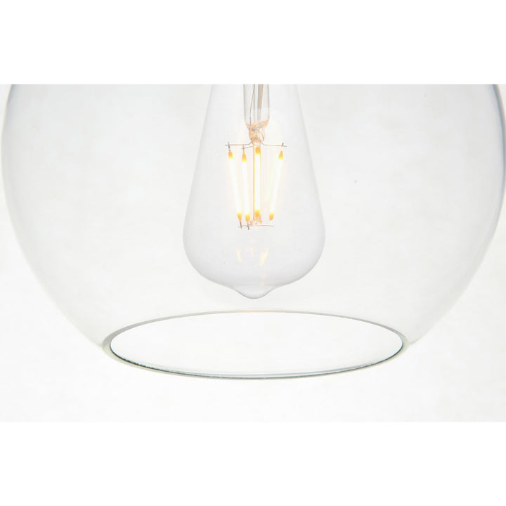 5 Lights Chrome Pendant With Clear Glass - View 6 - Joshua Marshal
