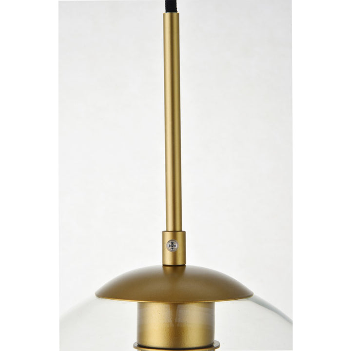 5 Lights Brass Pendant With Clear Glass - View 5 - Joshua Marshal