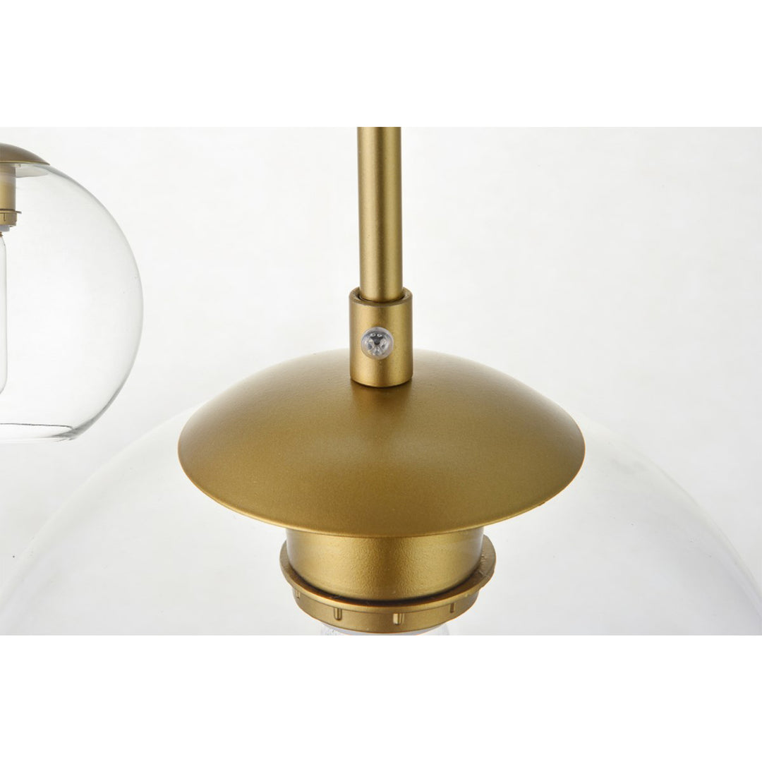 5 Lights Brass Pendant With Clear Glass - View 6 - Joshua Marshal