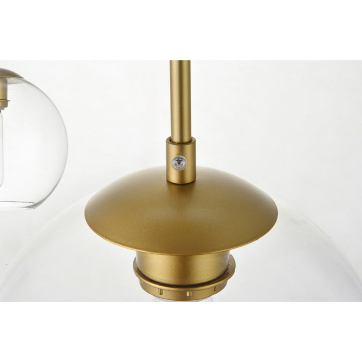 5 Lights Brass Pendant With Clear Glass - View 6 - Joshua Marshal