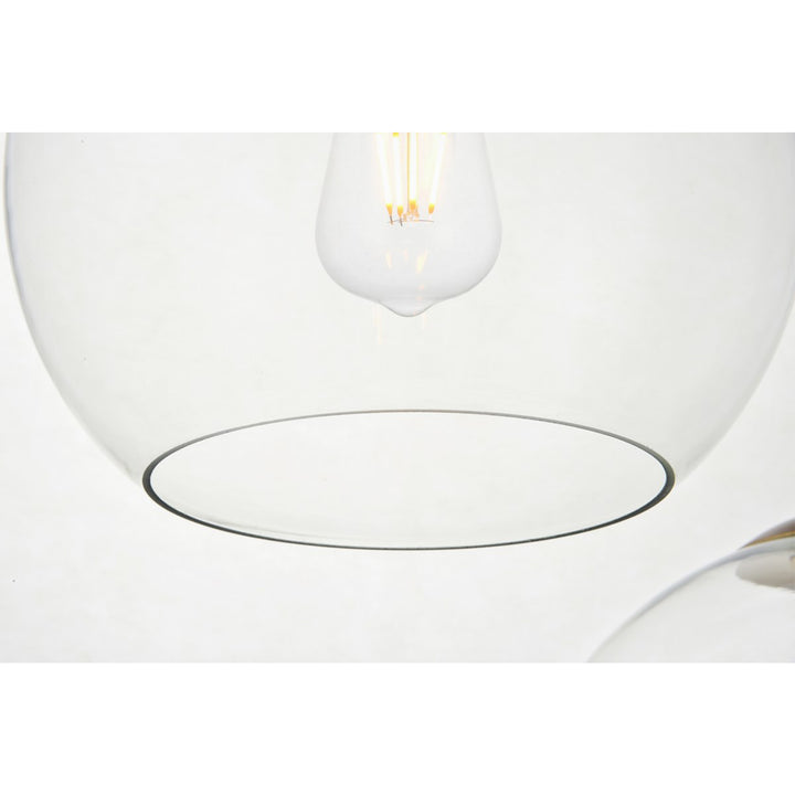 7 Lights Brass Pendant With Clear Glass - View 6 - Joshua Marshal