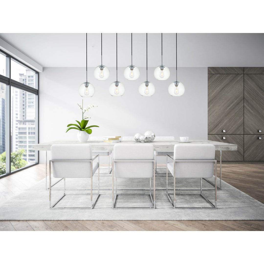 7 Lights Chrome Pendant With Clear Glass - View 2 - Joshua Marshal