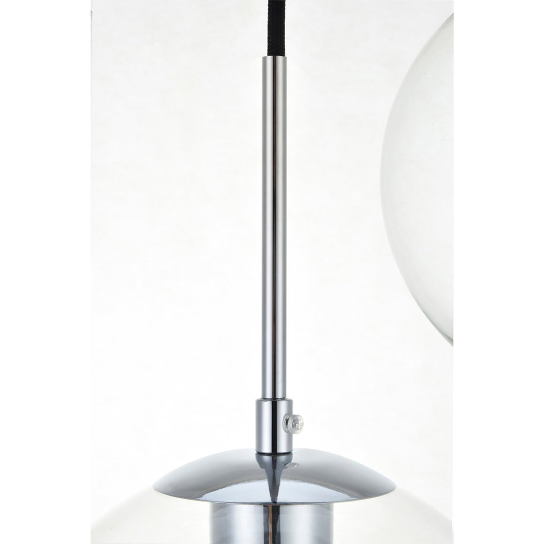 3 Lights Chrome Pendant With Clear Glass - View 5 - Joshua Marshal