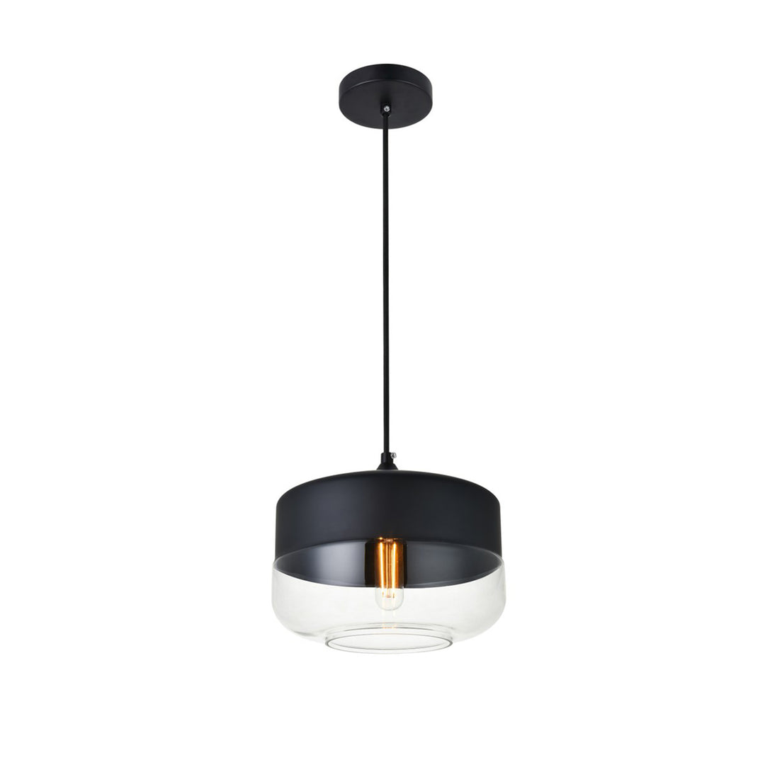 1 Light Black Pendant With Clear Glass - View 4 - Joshua Marshal