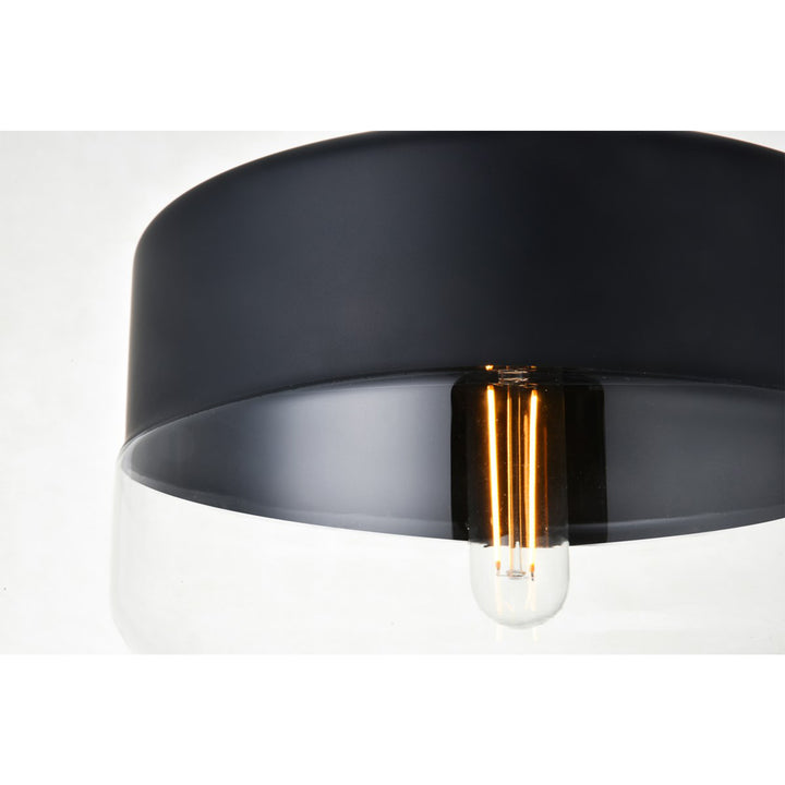 1 Light Black Pendant With Clear Glass - View 5 - Joshua Marshal
