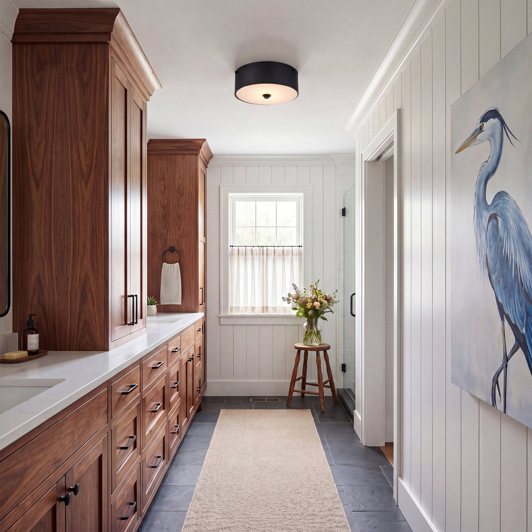 2 light 12 inch Flat Black flush mount - View 2 - Joshua Marshal